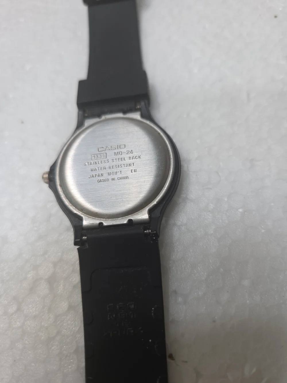 Casio Black Resin Watch with White Dial